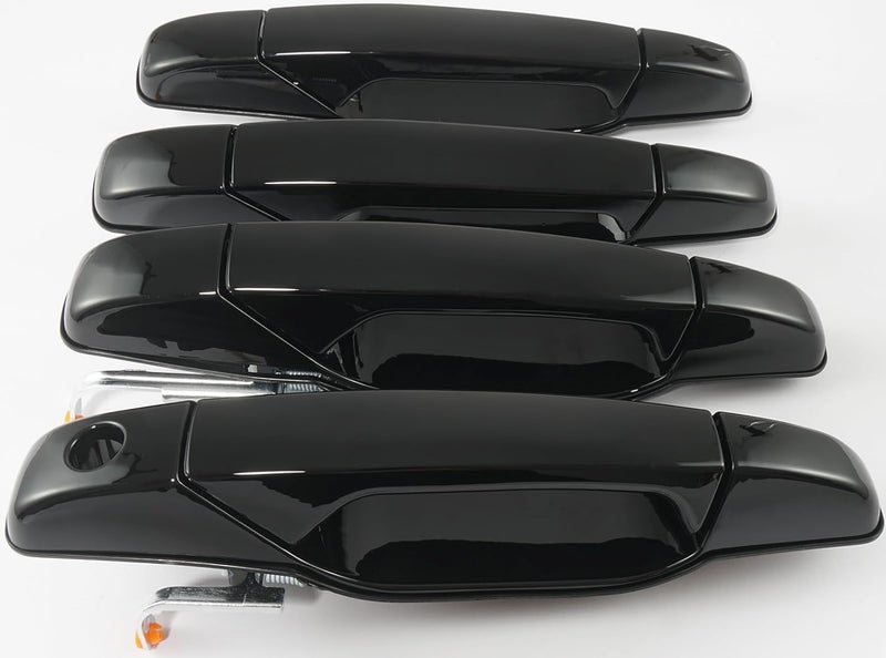 FRONEZER Exterior Door Handle, 4PCS Black Front Rear Driver Passenger Compatible with 2007-2014 Chevy Silverado Suburban Avalanche Tahoe, GMC Sierra Yukon Cadillac Escalade Replace 20828258 22738721 - Image 1